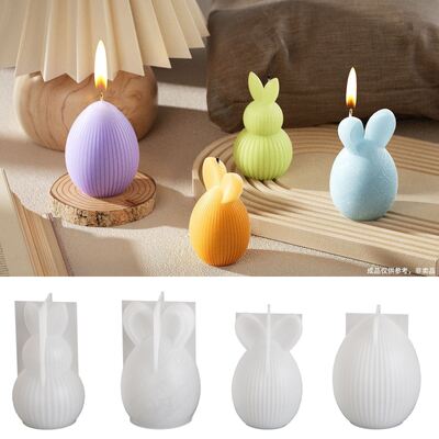 Easter striped egg straight ear rabbit gourd rabbit diamond pattern rabbit aromatherapy gypsum candle silicone mold