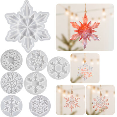 DIY Resin Mirror Diamond Snowflake Pendant Hanging Christmas Snowflake Buckle Silicone Mold