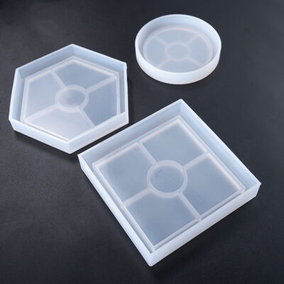 DIY Crystal Dropping Glue Handmade Jewelry Round Square Hexagonal Coaster Silicone Mold Easter