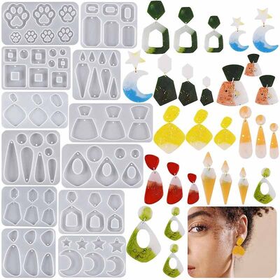 DIY crystal dropper earrings grinding tool mirror star moon cat paw water droplet square pendant jewelry silicone mold