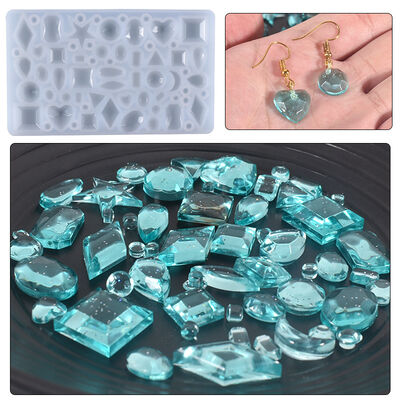 Mini Full Version Diamond Earnail Eardrop Rubber Mold Love Geometry Water Drop Moon Five Star Pendant Silicone Mold
