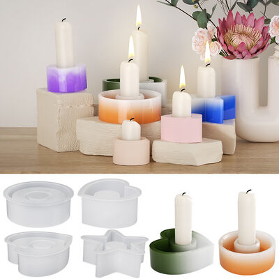 Crystal dropper circular heart-shaped candle holder mold, aromatherapy candle holder DIY gypsum candle holder silicone mold