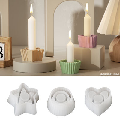 Striped heart-shaped circular pentagram candle holder ornament DIY aromatherapy gypsum candle base silicone mold