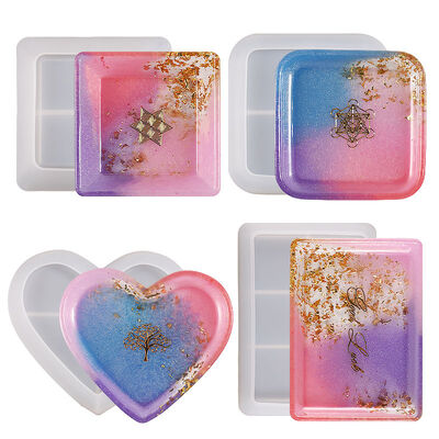 DIY drip glue crystal resin glue square heart rectangular dish plate decoration gypsum tray silicone mold