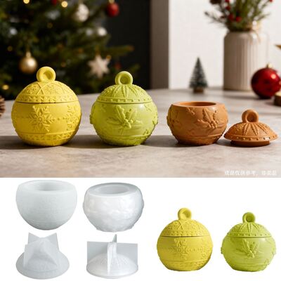 Embossed Berry Christmas Snowflake Storage Can Silicone Mold DIY Aromatherapy Gypsum Candle Cup Mold