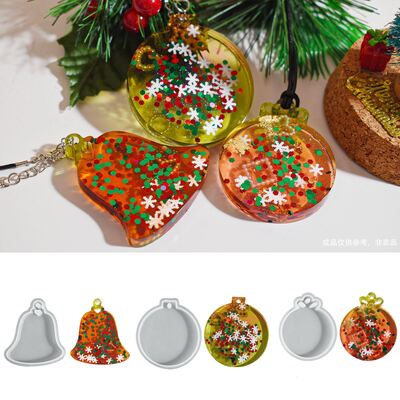 DIY Crystal Dropping Glue Christmas Pendant, Silicone Mold Aromatherapy Gypsum Round Bell Pendant
