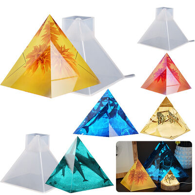 DIY cristal gotero resina torre de espejo de alta transparencia con apoyo torre triángulo molde decorativo de silicona