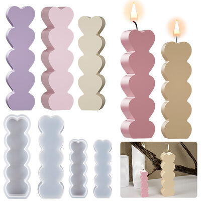 DIY Crystal Dropping Resin Gypsum Ornament Five Link Love Bar Candle Silicone Mold Wholesale