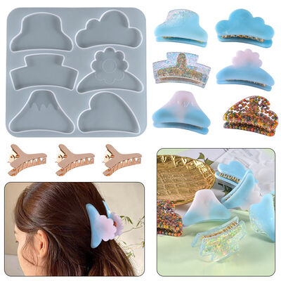 DIY crystal dropper resin mold irregular shark hair clip patch silicone mold wholesale
