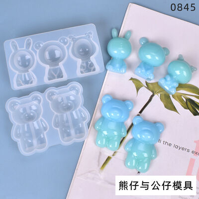 DIY crystal dropper mold, homemade teddy bear and doll cute three-dimensional table decoration silicone mold