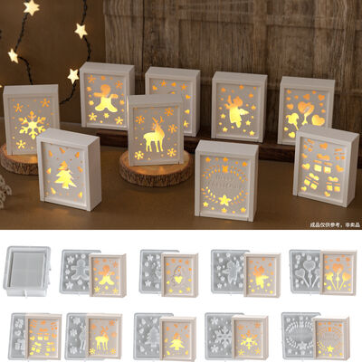 DIY gypsum cement Christmas snowflakes reindeer Christmas tree angel hollow Easter egg lamp silhouette silicone mold