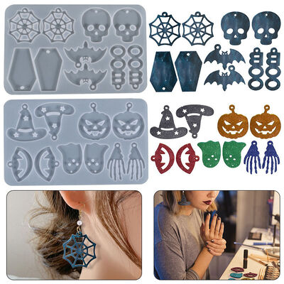 DIY crystal dropper mold Halloween series full page earrings pendant jewelry silicone mold wholesale
