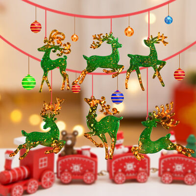 DIY Crystal Dropping Mold Christmas Series Christmas Deer Keychain New Year Listing Silicone Mold