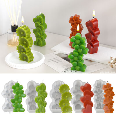 DIY Drip Glue Mold Multi connected 3D Daisy Flower Love Aromatherapy Candle Silicone Mold Wholesale