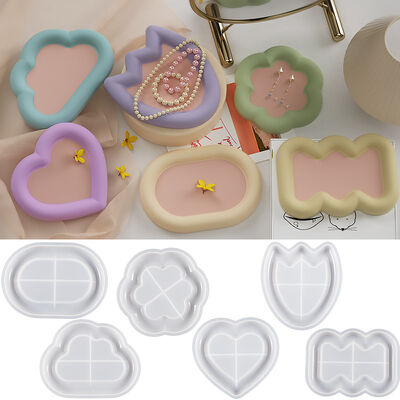 Crystal Drip Glue Gypsum Cement Plate Silicone Mold Geometric Elliptical Cloud Love Storage Tray Plate Mold