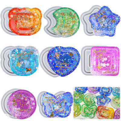 DIY dropper resin pentagram moon double-layer quicksand ice transparent keychain mirror silicone mold