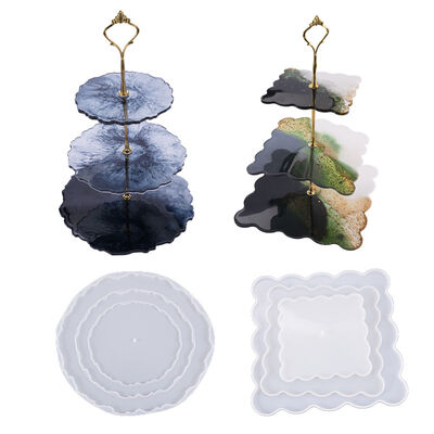 DIY crystal dropper mold, three-layer tray decoration set, display rack, coaster, tableware, silicone mold