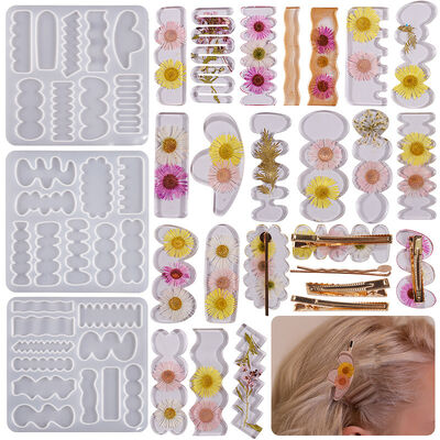 DIY crystal dropper resin mirror hair clip accessories irregular collection hair accessories silicone mold