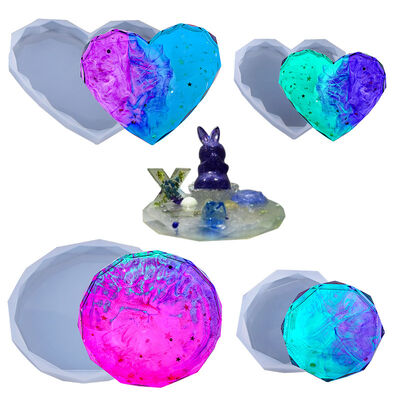 DIY Crystal Drip Glue Circular Love Diamond Pendulum Mold Silicone Mirror Decoration Pendant Mold