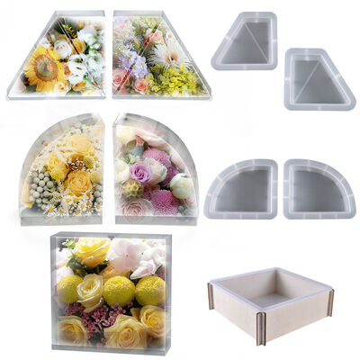 DIY crystal dropper resin mold trapezoidal fan-shaped square book shelf jewelry table silicone mold