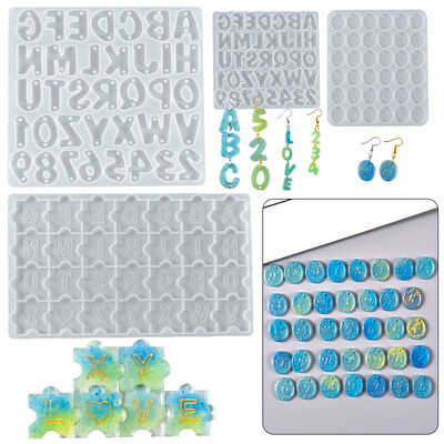 Crystal dropper DIY resin grinding tool puzzle with holes, number letter pendant bracelet, silicone mold