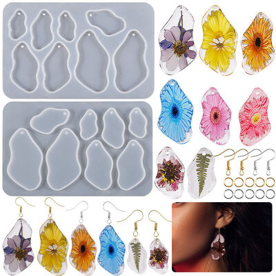 DIY Mirror Dropping Resin Earrings Pendant Silicone Mold Geometric Plane Earrings Keychain Grinding Tool