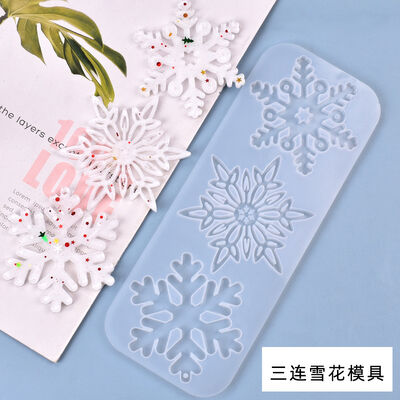 DIY crystal dropper mold Christmas series triple snowflake hanging pendant jewelry silicone mold