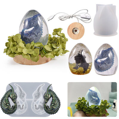 DIY crystal dropper egg shaped dinosaur egg baby integrated starry sky ball night light mirror silicone mold