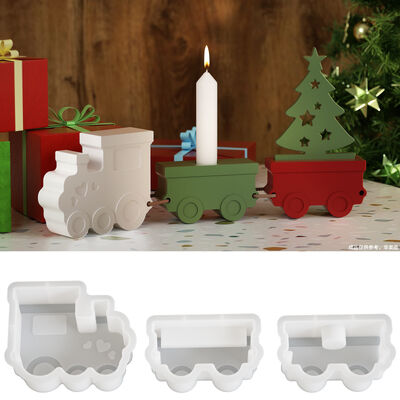 DIY resin gypsum locomotive, train box, candle holder, silicone mold, plug-in, table, drip glue mold