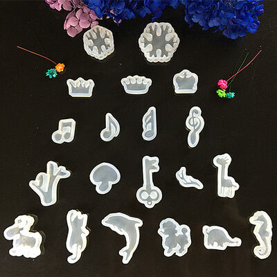 Crystal Droplet Pendant Silicone Mold DIY Handmade Animal Ornament Kitten Note Snowflake Dolphin Hippopotamus Pendant