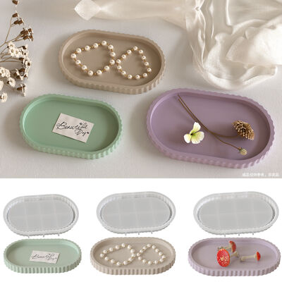 Elliptical striped gear wave aromatherapy gypsum tray silicone mold DIY mirror resin mold