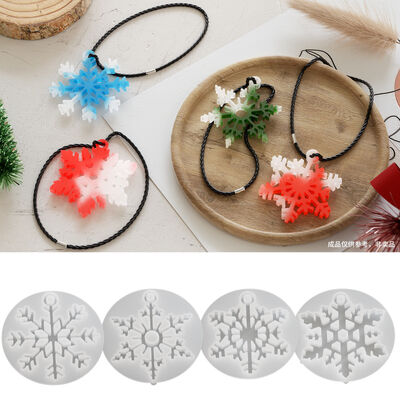 DIY cristal gotero resina con agujeros copo de nieve de Navidad colgando colgante de llave joyería molde de silicona