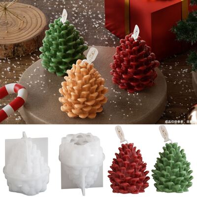 DIY Pinecone Candle Silicone Mold Christmas Tree Pendant Dropping Glue Nightlight Decoration Aromatherapy Gypsum Ornament Cross border