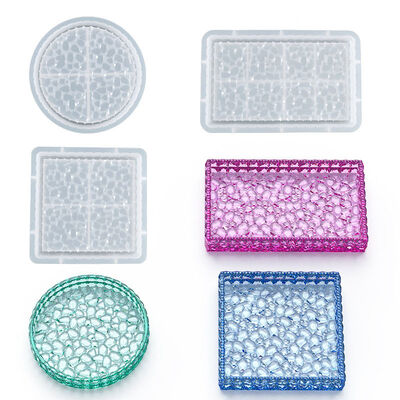 DIY Crystal Drip Glue Aromatherapy Gypsum Grinding Tool Round, Rectangular, Diamond Pattern Storage Box Silicone Mold