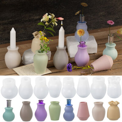 DIY crystal dropper resin test tube vase gypsum cement lace round mouth candle holder silicone mold