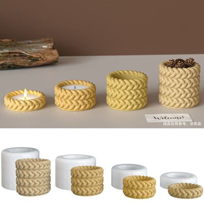 Drip rubber braided rope Fried Dough Twists rope large, medium and small storage box diy aromatherapy gypsum candle cup silicone mold