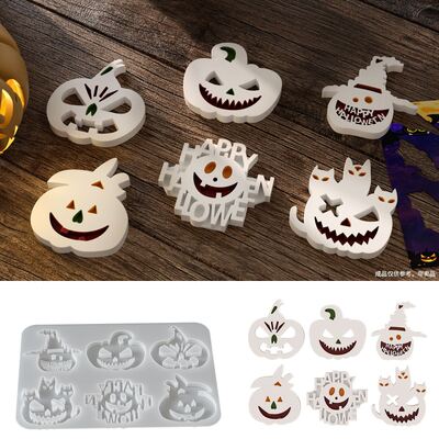 Halloween Caído Yeso Full Board Diablo Calabaza colgante llavero colgante Joyería Molde de silicona