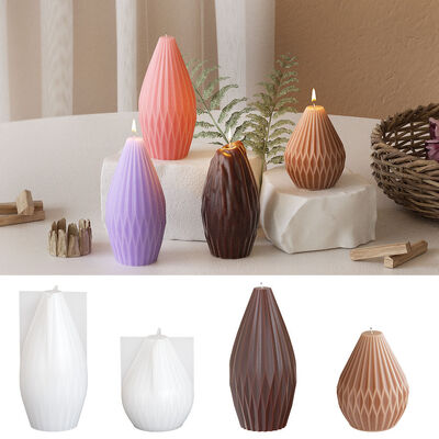 Molde de vela geométrico en forma de pera, patrón plegable de papel DIY, molde de silicona para vela de piedra perfumada mineral en forma de cono de yeso de aromaterapia en forma de botella