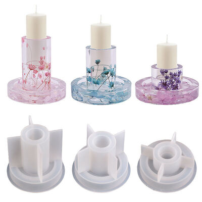 DIY Drip Glue Cement Gypsum Candle Stand Grinding Tool Round Candle Bracket Base Pendant Silicone Mold