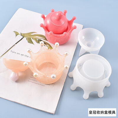 DIY Crystal Drop Gel Crown Storage Box Mold Crown Storage Box Candle Stand Silicone Mold Wholesale
