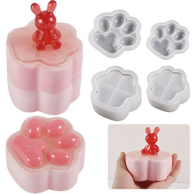 DIY Crystal Dropping Glue Mold Cat Claw Storage Box Silicone Mold Gypsum Jewelry Platform Cross border Hot Sale