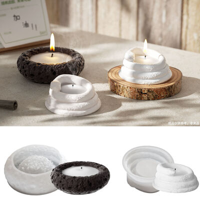 DIY circular space rock stone pattern pile snake aromatherapy gypsum candle cup storage box silicone mold