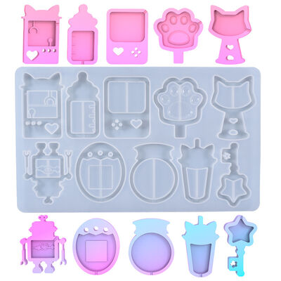 DIY crystal dropper mold full page cute and beautiful flowing sand pendant silicone mold Amazon hot promotion