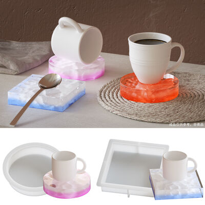 Crystal dropper resin DIY mirror square circular book holder table base coaster holder silicone mold
