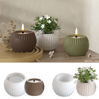 DIY Aromatherapy Gypsum Nordic Creative Vertical Pattern Pottery Pot Ins Simple Style Candle Cup Silicone Mold
