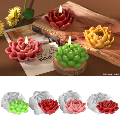 Simulated succulent aromatherapy candle ornament silicone mold DIY blessing lotus candle lamp gypsum mold
