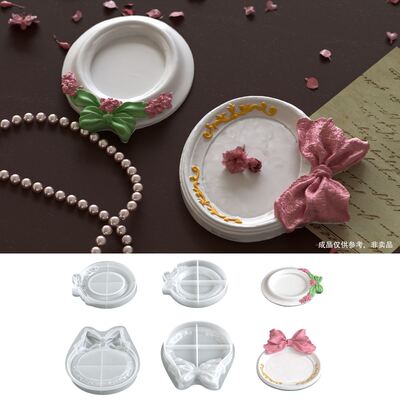 DIY circular bow relief pattern storage tray silicone mold aromatherapy gypsum tray decoration mold