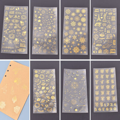DIY Crystal Dropping Glue Hand Account Sticker Dropping Glue Mold Filling Material Planet Moon Snowflake Hot Stamping Stickers