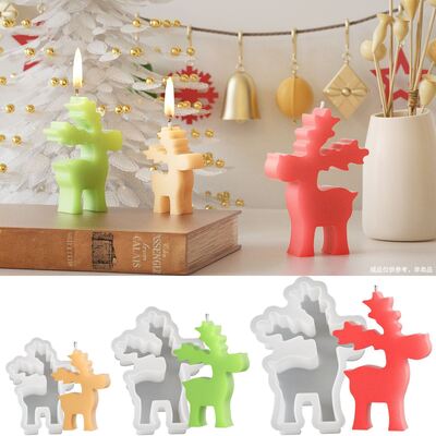 Christmas Deer Candle Pendant Silicone Mold Large, Medium, Small Christmas Deer Aromatherapy Gypsum Candle Pendant Dropping Mold