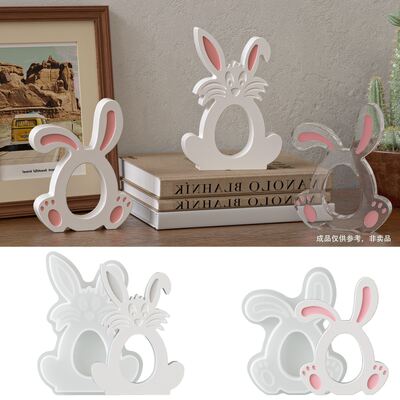 Easter hollow folded ear rabbit Easter egg rabbit silicone mold DIY aromatherapy candle plaster mold